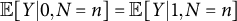 double struck upper E left bracket upper Y vertical bar 0 comma upper N equals n right bracket equals double struck upper E left bracket upper Y vertical bar 1 comma upper N equals n right bracket