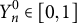 upper Y Subscript n Superscript 0 Baseline element of left bracket 0 comma 1 right bracket