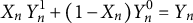 upper X Subscript n Baseline upper Y Subscript n Superscript 1 Baseline plus left parenthesis 1 minus upper X Subscript n Baseline right parenthesis upper Y Subscript n Superscript 0 Baseline equals upper Y Subscript n