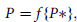 Mathematical equation: P = f{P}**, indicating that P is a function of P.