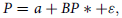 Mathematical equation: P = a + BP + ε*, where P equals constant a plus coefficient B multiplied by P*, with ε representing the error term.