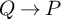 upper Q right arrow upper P