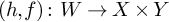 left parenthesis h comma f right parenthesis colon upper W right arrow upper X times upper Y