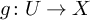 g colon upper U right arrow upper X