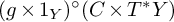 left parenthesis g times 1 Subscript upper Y Baseline right parenthesis Superscript ring Baseline left parenthesis upper C times upper T Superscript asterisk Baseline upper Y right parenthesis