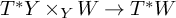 upper T Superscript asterisk Baseline upper Y times Subscript upper Y Baseline upper W right arrow upper T Superscript asterisk Baseline upper W