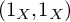 left parenthesis 1 Subscript upper X Baseline comma 1 Subscript upper X Baseline right parenthesis