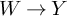 upper W right arrow upper Y