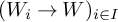 left parenthesis upper W Subscript i Baseline right arrow upper W right parenthesis Subscript i element of upper I