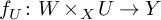 f Subscript upper U Baseline colon upper W times Subscript upper X Baseline upper U right arrow upper Y