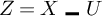Mathematical equation Z equals X minus U.