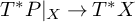 upper T Superscript asterisk Baseline upper P vertical bar Subscript upper X Baseline right arrow upper T Superscript asterisk Baseline upper X