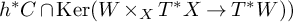 h Superscript asterisk Baseline upper C intersection kernel left parenthesis upper W times Subscript upper X Baseline upper T Superscript asterisk Baseline upper X right arrow upper T Superscript asterisk Baseline upper W right parenthesis right parenthesis