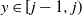 y element of left bracket j minus 1 comma j right parenthesis