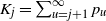 upper K Subscript j Baseline equals sigma summation Underscript u equals j plus 1 Overscript normal infinity Endscripts p Subscript u