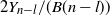 2 upper Y Subscript n minus l divided by left parenthesis upper B left parenthesis n minus l right parenthesis right parenthesis