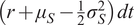 r plus mu upper S minus 12 sigma upper S 2 dt