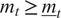 mt greater than or equals m bar t