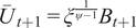 upper U bar t plus 1 equals xi 1 psi minus 1 Bt plus 1