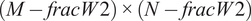 upper M minus fracW 2 times upper N minus fracW 2