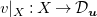 v vertical bar Subscript upper X Baseline colon upper X right arrow script upper D Subscript bold italic u Baseline
