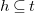 h subset of or equal to t