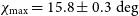 chi Subscript max Baseline equals 15.8 plus or minus 0.3 degree