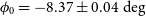 phi 0 equals negative 8.37 plus or minus 0.04 degree
