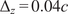upper Delta z equals 0.04 c
