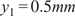 y 1 equals 0.5 mm