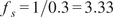fs equals 1 slash 0.3 equals 3.33
