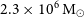 2.3 times 10 Superscript 6 Baseline normal upper M Subscript circled dot