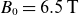 upper B 0 equals 6.5 normal upper T