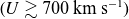 left parenthesis upper U greater than or equivalent to 700 normal k normal m normal s Superscript negative 1 Baseline right parenthesis