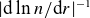 StartAbsoluteValue normal d ln n divided by normal d r EndAbsoluteValue Superscript negative 1