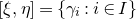 left bracket xi comma eta right bracket equals StartSet gamma Subscript i Baseline colon i element of upper I EndSet