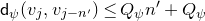 sans serif d Subscript psi Baseline left parenthesis v Subscript j Baseline comma v Subscript j minus n Sub Superscript prime Subscript Baseline right parenthesis less than or equals upper Q Subscript psi Baseline n Superscript prime Baseline plus upper Q Subscript psi