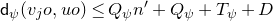 sans serif d Subscript psi Baseline left parenthesis v Subscript j Baseline o comma u o right parenthesis less than or equals upper Q Subscript psi Baseline n Superscript prime Baseline plus upper Q Subscript psi Baseline plus upper T Subscript psi Baseline plus upper D