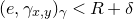 left parenthesis e comma gamma Subscript x comma y Baseline right parenthesis Subscript gamma Baseline less than upper R plus delta