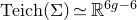 upper T e i c h left parenthesis normal upper Sigma right parenthesis asymptotically equals double struck upper R Superscript 6 g minus 6
