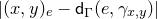 StartAbsoluteValue left parenthesis x comma y right parenthesis Subscript e Baseline minus sans serif d Subscript normal upper Gamma Baseline left parenthesis e comma gamma Subscript x comma y Baseline right parenthesis EndAbsoluteValue