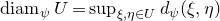 d normal i normal a normal m Subscript psi Baseline upper U equals sup Underscript xi comma eta element of upper U Endscripts d Subscript psi Baseline left parenthesis xi comma eta right parenthesis