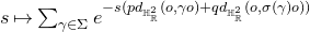 s right arrow from bar sigma summation Underscript gamma element of normal upper Sigma Endscripts e Superscript minus s left parenthesis p d Super Subscript double struck upper H Super Sub Subscript double struck upper R Super Sub Superscript 2 Super Subscript Superscript left parenthesis o comma gamma o right parenthesis plus q d Super Subscript double struck upper H Super Sub Subscript double struck upper R Super Sub Superscript 2 Super Subscript Superscript left parenthesis o comma sigma left parenthesis gamma right parenthesis o right parenthesis right parenthesis
