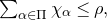 sigma summation Underscript alpha element of normal upper Pi Endscripts chi Subscript alpha Baseline less than or equals rho comma