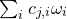 sigma summation Underscript i Endscripts c Subscript j comma i Baseline omega Subscript i