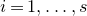 i equals 1 comma ellipsis comma s