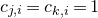 c Subscript j comma i Baseline equals c Subscript k comma i Baseline equals 1