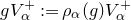 g upper V Subscript alpha Superscript plus colon equals rho Subscript alpha Baseline left parenthesis g right parenthesis upper V Subscript alpha Superscript plus