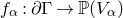 f Subscript alpha Baseline colon partial differential normal upper Gamma right arrow double struck upper P left parenthesis upper V Subscript alpha Baseline right parenthesis