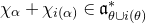 chi Subscript alpha Baseline plus chi Subscript normal i left parenthesis alpha right parenthesis element of German a Subscript theta union normal i left parenthesis theta right parenthesis Superscript asterisk